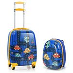 KOTEK Kids Carry On Luggage Set, 18" Hardside Rolling Suitcase with Spinner Wheels, Travel Rolling Luggage for Boys Girls (Car)