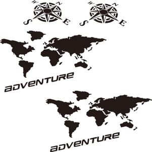 nuovo Generazione 2 Adesivi Stickers Planisfero adventure da 34 cm + omaggio 2 adesivi rosa dei venti da 15 cm valigie per moto enduro adventure Trail off Road Sport 4x4 per Auto o Moto (NL)