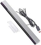 Gamer Gear Sensor Bar Compatible with Wii, Replacement Wired Infrared Ray Sensor Bar Compatible with Nintendo Wii and Wii U Console Silver/Black. Includes Stand