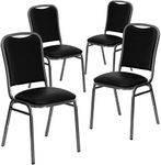 Flash Furniture 108SVBKVYL Series Vinyl Vein Frame Banquet Stack Chair, Black (4NG108SVBKVYL)