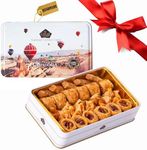 Cerez Pazari Baklava Pastry 8.5oz, Baklava Gift Box with Rich Pistachios, Walnuts, Hazelnuts and Cashews, Halal Shatila Baklava, Traditional Turkish Arabic Dessert Gift Box, Sweet Food Gifts for Women