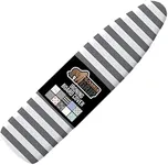 Gorilla Grip The Original Ironing Board Cover, Silicone Coating, Full Size Scorch Resistant Padding, Elastic Edge, Iron Pad Covers Standard Boards, Hook and Loop Fastener Strap, Stripe White Gray