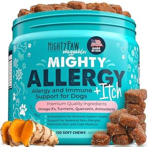 Mighty Paw Waggables Allergy Immune + Itch (Made in The USA) -Dog Chews Anti-Itch for Dogs. Allergy Support Vitamins for Skin and Coat Allergies. Omega 3 & Quercetin for Pets 120 Ct