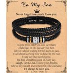 TEVOP Son Bracelet Gifts, Leather Bracelet Gifts for Teenage Boys, Perfect Gifts for Son Birthday Christmas Graduation