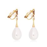 Pearl Clip on Earrings for Women Drop Pearl Earrings for Girls Non Pierced Earrings Gold Pearl Earrings Dangle Gift for Her