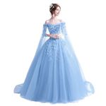 LEJY Women's Off Shoulder Quinceanera Dresses Masquerade Ball Gowns Sweet 16 Prom Dresses 2021 Baby Blue 10