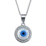 Parnika 925 Evil Eye Silver Necklace Chain Pendant (16.5 + 1.5 Inches Adjuster) in Pure 92.5 Sterling Silver for Women/Girls | Gift For Girls & Women |