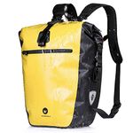 BAIGIO Waterproof Bicycle Rolltop Backpack Panniers 27-30L Bike Front Rack Bag Rear Carrier Rucksack Cycling Back Seat Bag with Detachable 17 inch Liner Handbag, Travel Sport (Yellow)