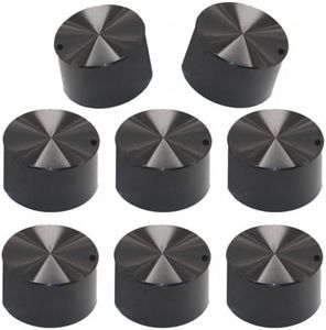 Stove Control Knobs 8 Pack, Gas Stove Rotary Switch Metal Knob Zinc Alloy Chrome Plating Round Cooker Parts Kitchen Accessories, 6mm Gas Stove Knobs Stove Replacement Metal Knobs Accessories-Black