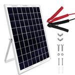 10 Watt 12V Solar Panel Kit, Waterproof Solar Panel Trickle Charger Monocrystalline Battery Maintainer with Supports and Crocodile Clip for Cars, Caravans, Campers, Boats