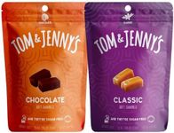 Tom & Jenny's Sugar Free Candy (Soft Caramel Candy) Low Net Carb Keto Zero Sugar Candy - Chewy Sugar Free Caramel with Xylitol & Maltitol (Classic & Chocolate Caramel Candy Individually Wrapped 2-pack)