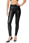 Foucome Women Faux Leather Leggings Butt Lift High Waisted Leather Trousers for Women (Black M)