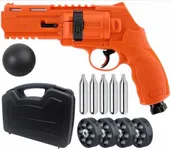 Umarex T4E P2P HDR 50 GEN 2 Self & Home Defense, Less Lethal .50 Caliber Paintball Pistol Limited Edition (Orange, 13J) w/Case, 5xMag, 5xCO2 Tanks | 100x .50 Cal Black Rubber Balls Wearable4U Bundle