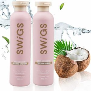 SWIGS Human & Synthetic Wig Shampoo & Conditioner set| Detangle Wig |Color-Safe| Promotes Body & Volume | Promote Silkiness & Shine | 2 Pack, 8 oz