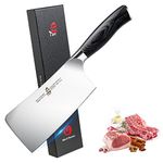 TUO Meat Cleaver - 6 inch Cleaver Knife Butcher Knife Meat Knife Chinese Chef Knife, German HC Stainless Steel Kitchen Knife, Pakkawood Handle Gift Box, Fiery Phoenix Series - Black