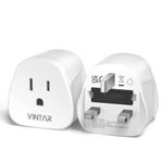 US to UK Plug Adapter, VINTAR US to UK Travel Adapter With 10A Fuse, Adapter US to UK Suitable for America, Canada, Japan and More (Type A, B), 2 Packs