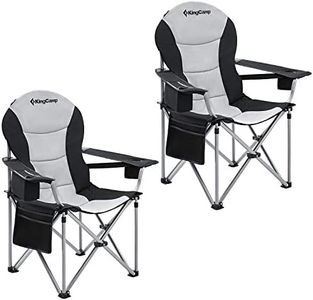 KingCamp XL Heavy Duty camping chairs set of 2 for Large People with Lumbar Back Support 350 LBS High Back Camping Chairs for Adults with Cooler Bag and Armrest for Outdoor Garden Picnic
