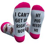 Women's Novelty Socks with Gift Box Cat Lover Dog Mom Book Lover Cat Mom Llama Unicorn Sloth Corgi Pug (Pug)