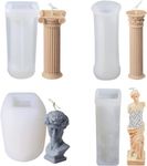 iDOTODO 4Pcs 3D Candle Molds for Candle Making, Silicone Candle Molds, Roman Column Shape, Ancient Greek Pillar Candle Mold, DIY Candle Plaster Soap Craft Making Tool