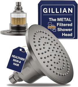 Gillian™ by HammerHead High Pressure Shower Head with Filter – Genuine KDF-55 Filtered Shower Head for Hard Water, Healthier Skin & Hair – Metal 6-Inch Rainfall Showerhead with Filters, Gray