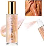 HOSAILY Body Glitter Spray, Moisturizing Bronze Body Shimmer Luminizer Glow Illuminator Quick-Drying and Non-Sticky Liquid Highlighter Spray for Face Hair Glitter, 60ML -Rose Gold