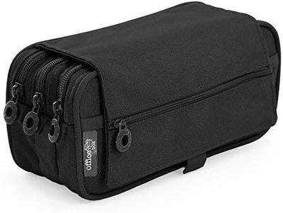 office box Estuche Triple el Orginal- Porta Lápices de 3 Apartados con Cremallera, Múltiples Bolsillos, Horario e identificador y Tira para Llevar en tu Trolley by Colorline (Negro)