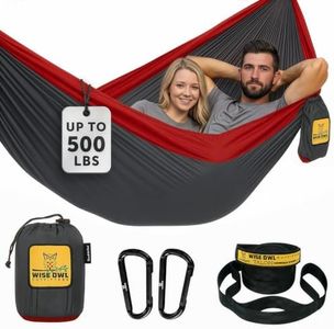 Wise Owl Outfitters Hammock for Camping Double Hammocks Gear for The Outdoors Backpacking Survival or Travel - Portable Lightweight Parachute Nylon DO Charcoal & Red