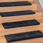 Spurtar 14 Pack Stair Treads for Wooden Steps Indoor Ultra Plush Bullnose Carpet Stair Treads Stair Runner Carpet for Stairs Non Slip Stair Protectors Carpet for Steps 9.25 x 30 x 1.2 in - Dark Grey