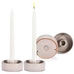 Libken Ceramic Candle Stick Holder - Set of 2 Round Tanned Candlesticks Holder - Smooth Surface Taper Candle Holders for Wedding, Living Room, Dining Room Decor