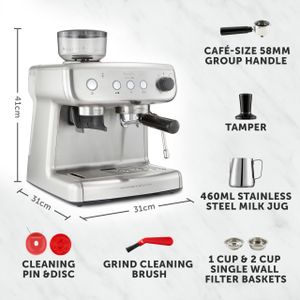 Breville Barista Max Espresso Machine – Integrated Grinder, Silver