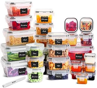 Feshory 68 Pack Airtight Food Storage Containers (34 Stackable Plastic Containers with 34 Lids)- Plastic Meal Prep Containers with Leak Proof Lids for Kitchen Organisation, Fridge Organiser