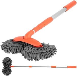 Car Wash Mop Brush with Long Handle, 360° Rotating Car Detailing Mop, Double Head Telescopic Car Wash Brush, Microfiber Absorbent Car Wash Brush Car Wash Kit, Scratch-Free for Car Window Home Cleaning