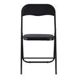 URBNLIVING Set of 4 x Folding Dining Office Multi Purpose Industrial Padded Chairs Heavy Duty Premium Quality Metal Frame, PVC, Velvet, Ribcord, Cushioned Seats (Black PVC)