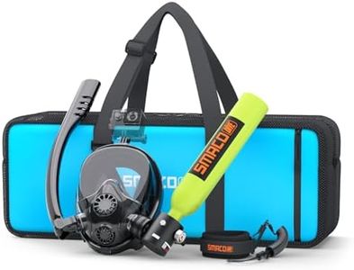 SMACO Mini Scuba Tank with Snorkel Mask 0.5L Portable Small Diving Tank with Full Face Diving Mask Reusable DOT Certified Pony Bottle Diving Cylinder Kit for Snorkeling Recreational Diving S300Plus