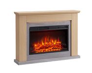 FLAMME Ingleton Fireplace with 48" surround with 2kW Fireplace Heater Natural Oak Multiple Colours Available