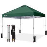 CROWN SHADES Pop Up Gazebo 3m x 3m, CenterLok One Push Instant Pop Up Outdoor Canopy Tent, Heavy Duty Gazebo with Carry Bag, Bonus 8 Stakes and 4 Ropes, Green