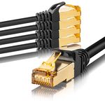 SEBSON 5x Ethernet Cable 0.5m Round CAT7, High Speed 10 Gbit/s Internet Cable RJ45-10,000Mbit/s, U-FTP Shielded, Lan Cable for PC, TV, Game consoles, Router, Modem