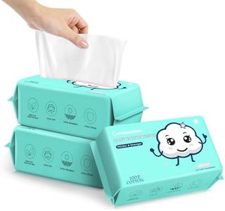 Disposable Face Towels - 100% Cotton Facial Tissues for Dry and Wet Use, Biodegradable Wipes for Makeup Removal and Skin Cleansing, Suitable for Adults and Babies (100 Count, Pack of 3)