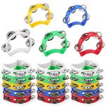 SENJEOK 20 Pack Plastic Percussion Tambourine, 4 Inch Half Moon Musical Tambourines with 4 Bells, Mini Handheld Tambourine for Family, School