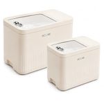 Rioware Rice Storage Container– 10Kg+5K (Set of 2) Kitchen Dispenser Set Containers | Airtight Moisture Proof Plastic Grain Dispensers | Rotating Daal Store Box For Pulses Dal, Cereals- Cream