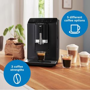 Bosch Serie 2 Bean to Cup Coffee Machine – In-Cup Milk Frother, Piano Black