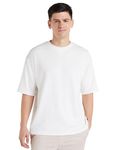 Amazon Brand - Symbol Men's Fit Solid Short Sleeve Oversized Round Neck Waffle T-Shirt (SYM-M-A24-TS-200_Off White 2XL)