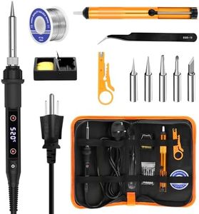 Soldering Iron Kit 80W LED Soldering Gun Adjustable Temp 356-968℉ 15s Fast Heating Electronics Welding Tools Precision Repair with Solder Wire, 5 Soldering Tips, Desoldering Pump, Stand, Tweezers