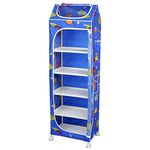 Little One's | 6 Plastic Shelves Foldable Baby Storage Box (Made in India), Unbreakable Material, (Steel Structure)| Aquatic Blue | H6/FB