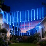 Aartner Outdoor Christmas Lights, Meteor Shower Lights Snow Falling Lights 12 inch 8 Tube Outside Christmas Lights for Xmas Tree Halloween Decorations Window Wedding Party