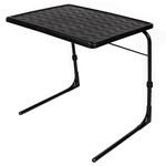 Table-Mate XL Folding TV Tray Tables with Cup Holder - Lightweight Adjustable 6 Height 4 Tilt Angle Adjustments - Original TV Dinner Tray with Compact Storage (Black)