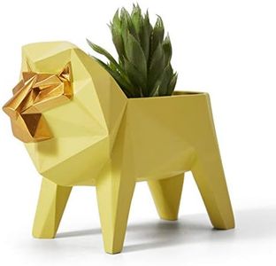 HAUCOZE Succulent Planter Lion Statue Decor Animal Gifts Modern Sculpture Figurine Geometric Crafts Arts Polyresin Flower Pot 6.1inch