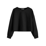 Arshiner Big Girls Black Long Sleeve Sweatshirts Crop Tops for 11-12 Years