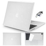 Seorsok Glitter Case for MacBook Air 15 inch Case 2023 2024 Release A2941 M2&M3 A3114 Touch ID,Laptop Hard Shell Cases &Keyboard Skin&Type C Adapter 1Pack for 15 inch MacBook Air Case,Star Clear