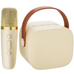 IROO Karaoke Machine for Kids, Portable Bluetooth Speaker with Wireless Microphone, Music Player Toys for Gifts for Boys Girls 4, 5, 6, 7, 8, 9, 10 +Year Old Birthday Christmas Party Home (Beige)